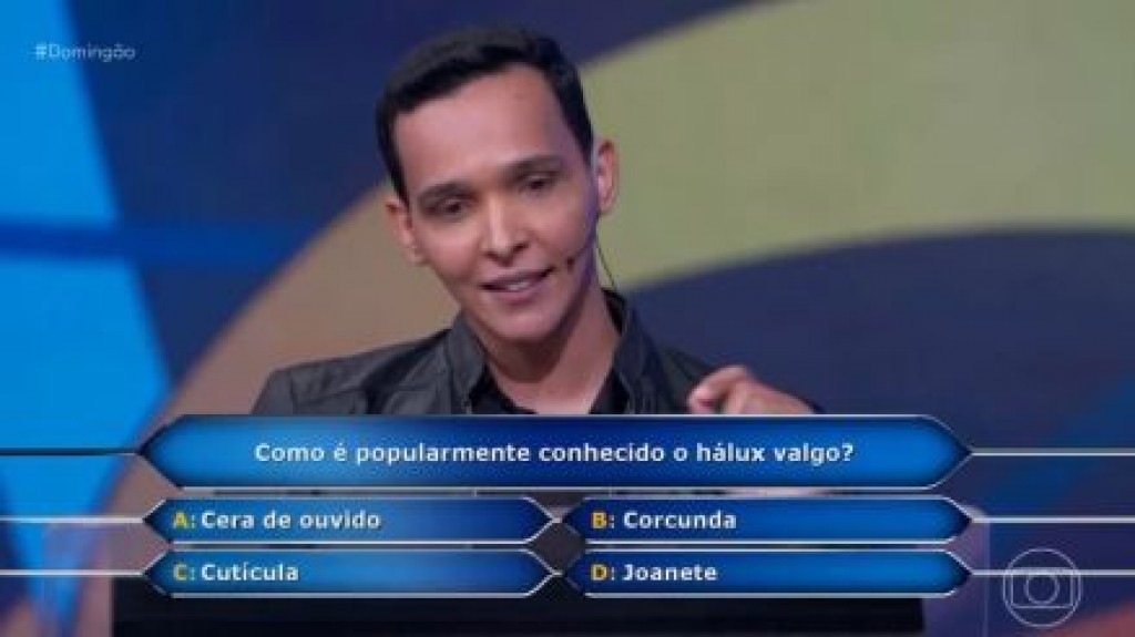 Pergunta sobre anatomia faz participante desistir de R$ 500 mil no Domingão